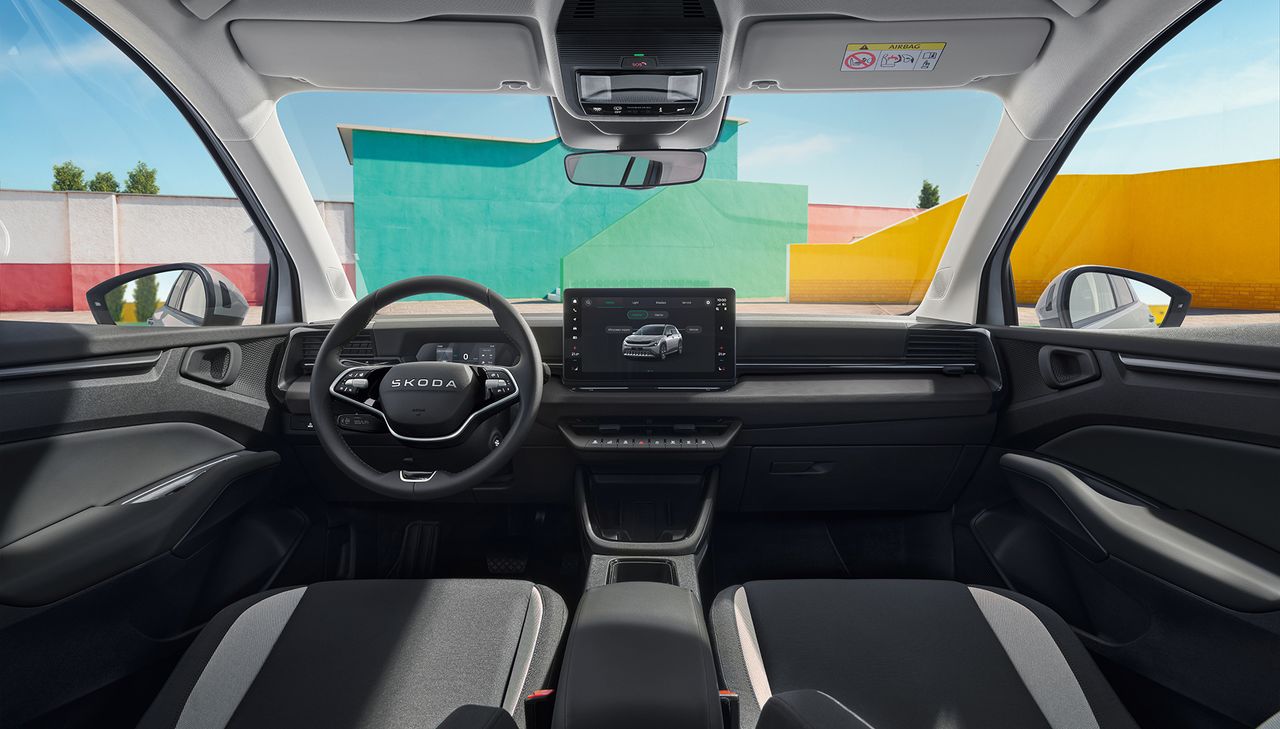 Notranjost Škode Epiq z 13-palčnim infotainment zaslonom in digitalno armaturno ploščo