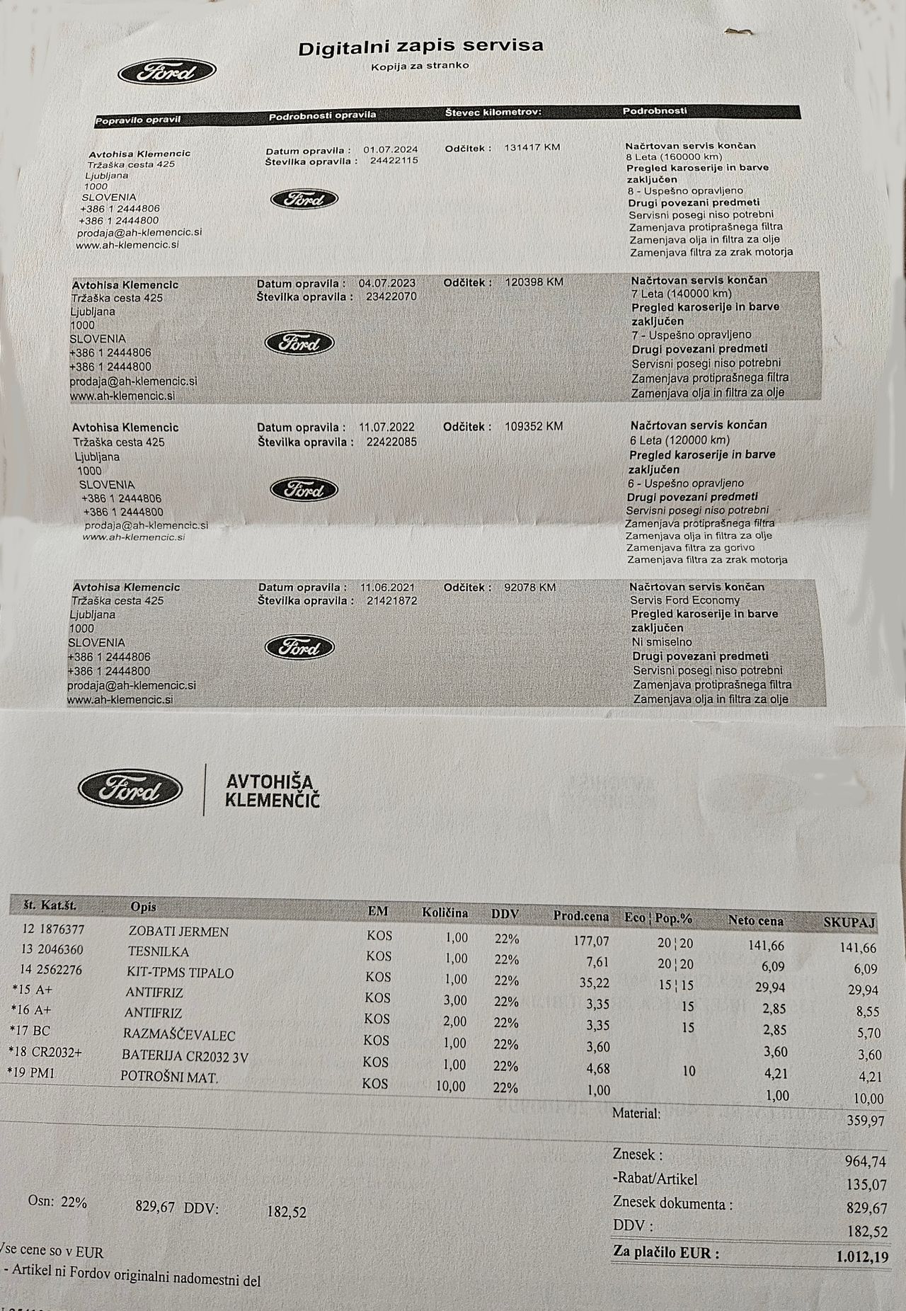 Servisna knjižica - Ford Kuga - 4x2 2,0 TDCi Titanium - 17