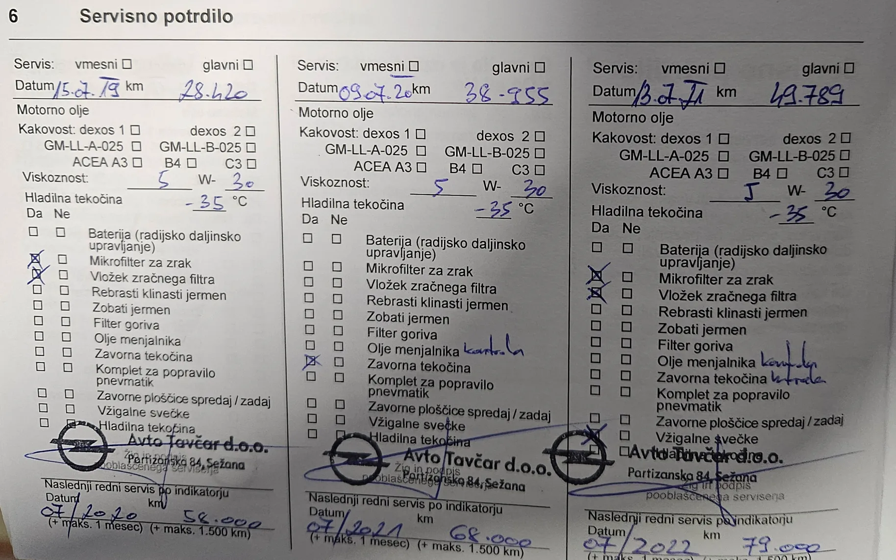 Servisna knjižica - Opel Adam - 1,2 Rocks - 18
