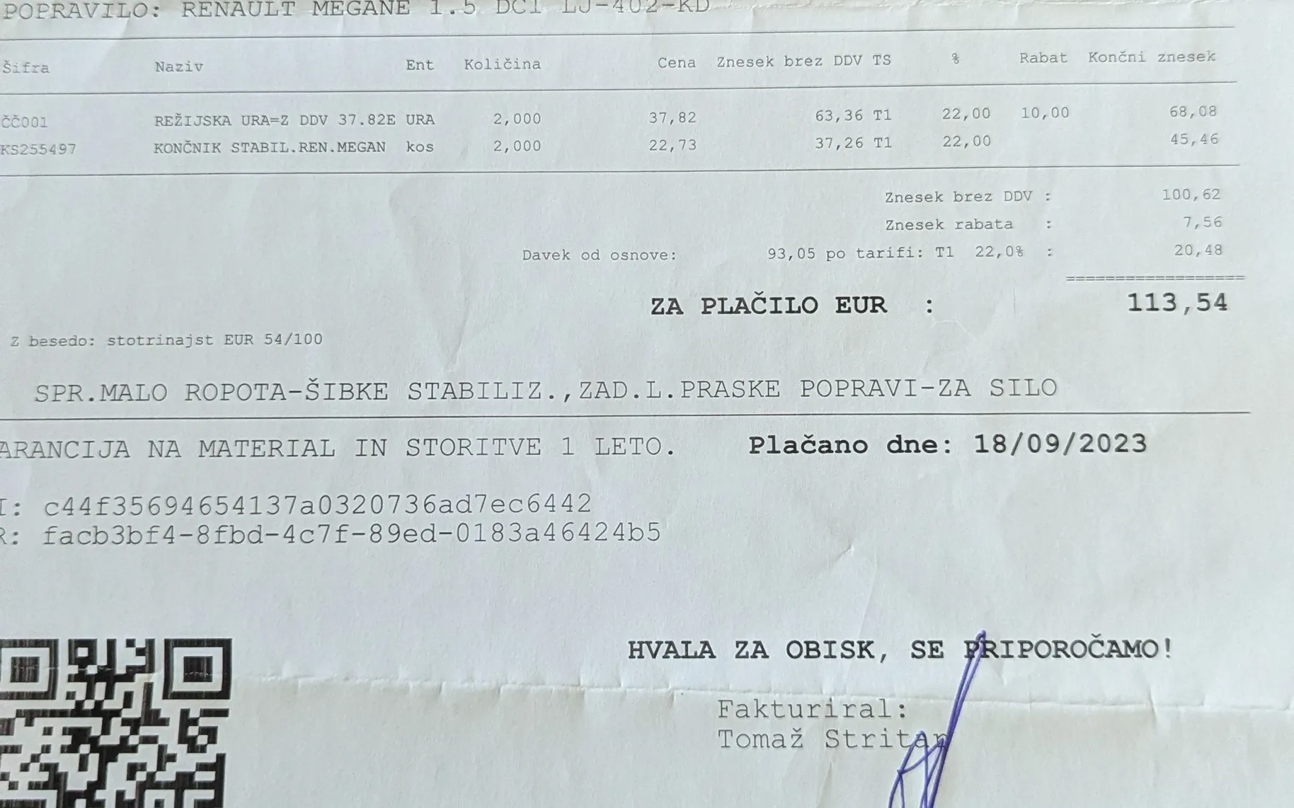 Servisna knjižica - Renault Mégane - Berline dCi 95 Generation - 28