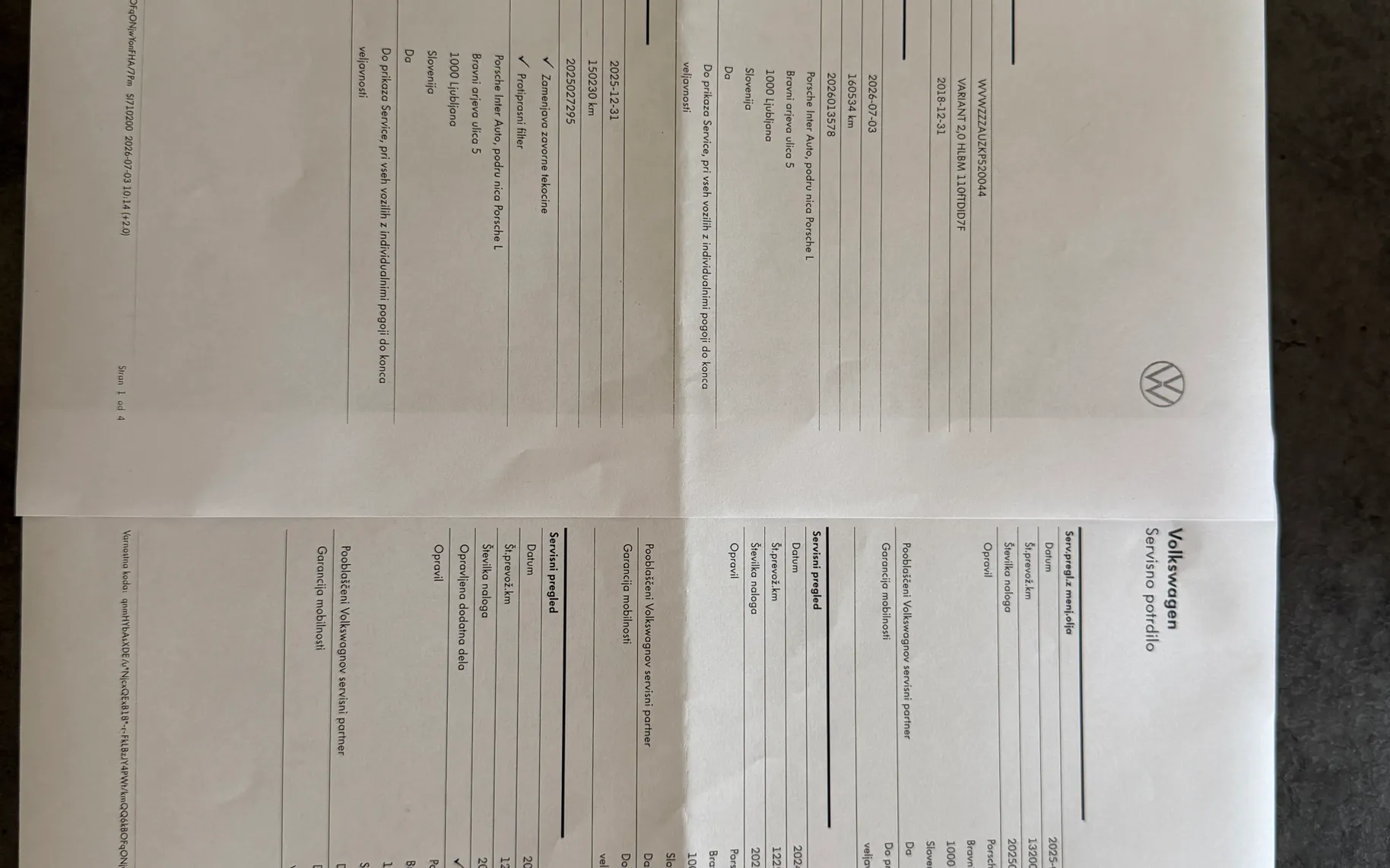 Poročilo o preverjanju vozila - Volkswagen Golf - Variant 2,0 TDI BMT Highline DSG - 15