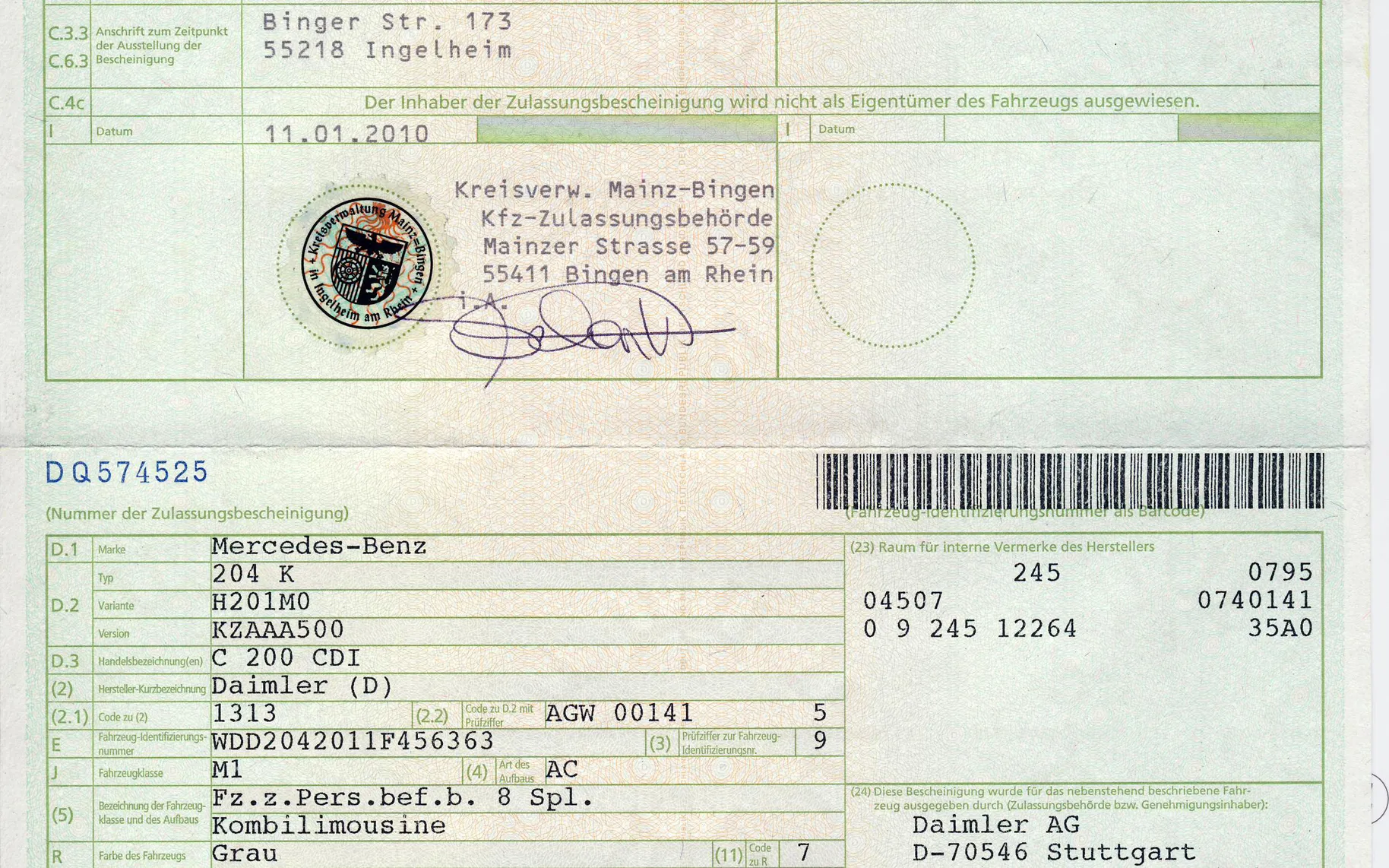 Servisna knjižica - Mercedes-Benz C-Razred - C 200 CDI T Classic - 24