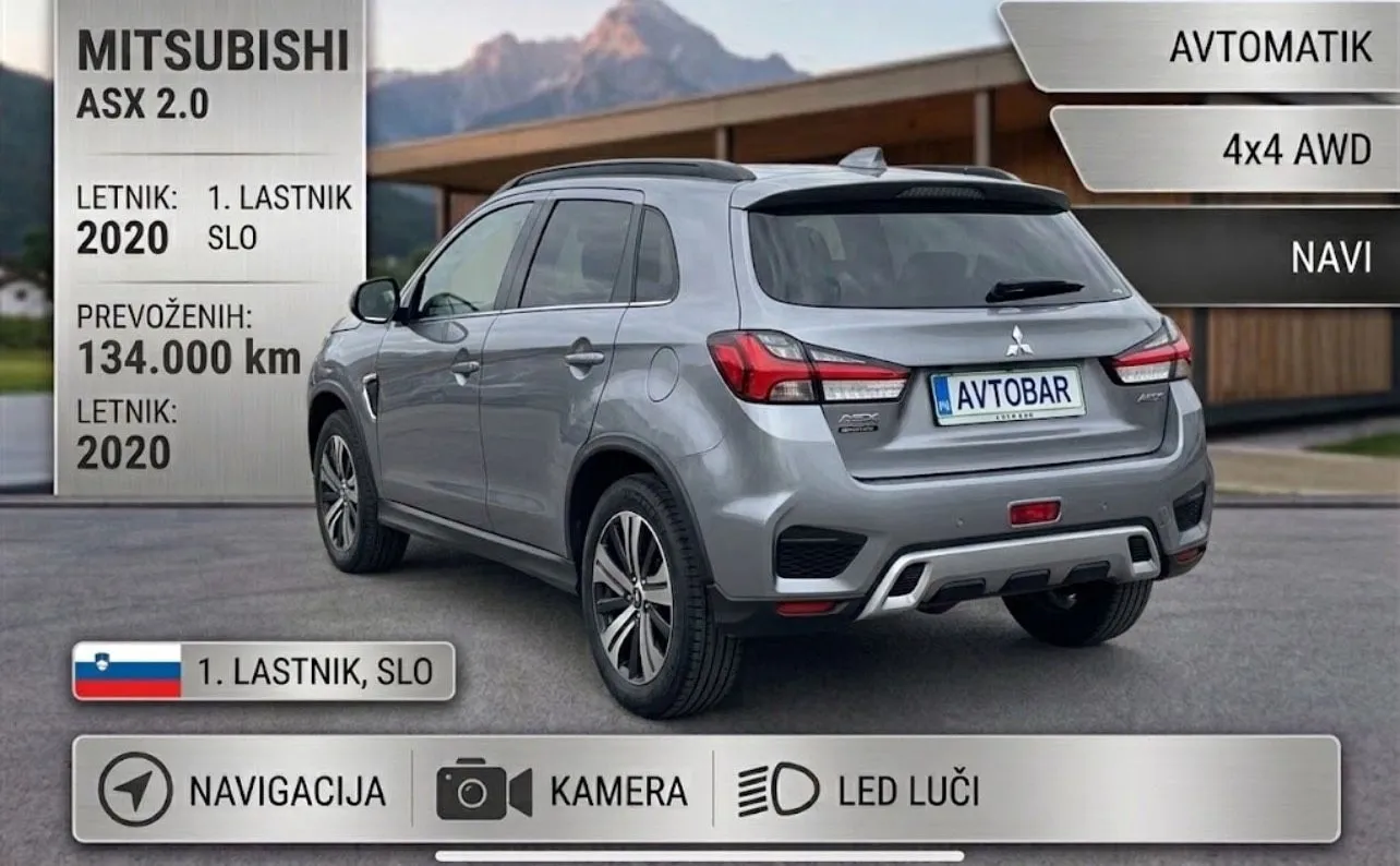 Zunanja slika - Mitsubishi ASX - 4WD 2.0 Sport+1.LAST+SLO+LED+F1+KAMERA+NAVI... - 2