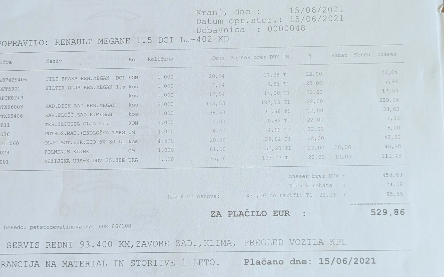 Servisna knjižica - Renault Mégane - Berline dCi 95 Generation - 25