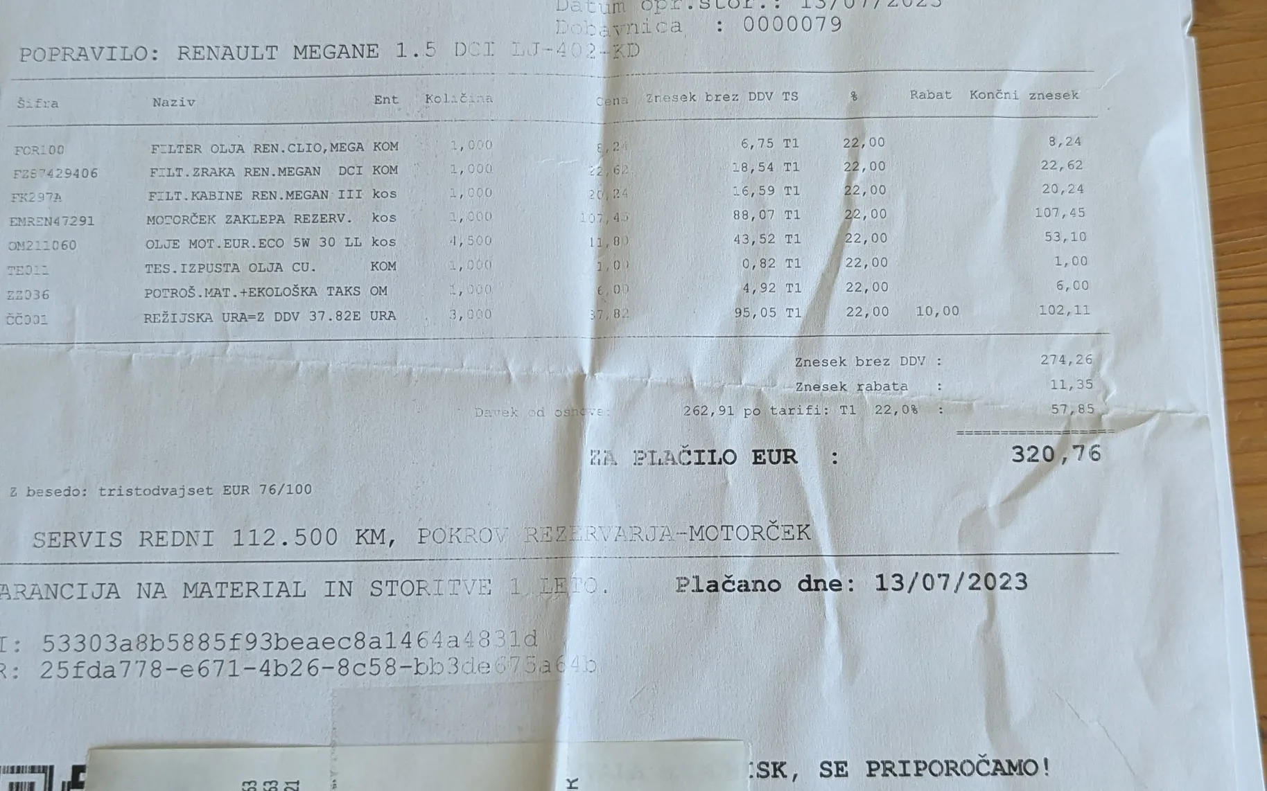 Servisna knjižica - Renault Mégane - Berline dCi 95 Generation - 27