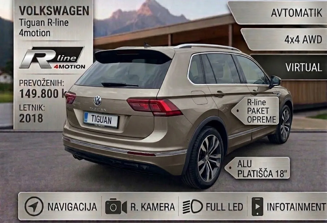 Zunanja slika - Volkswagen Tiguan - 2.0TDI+R-Line+4motion+DSG+FULL LED+KAMERA - 2