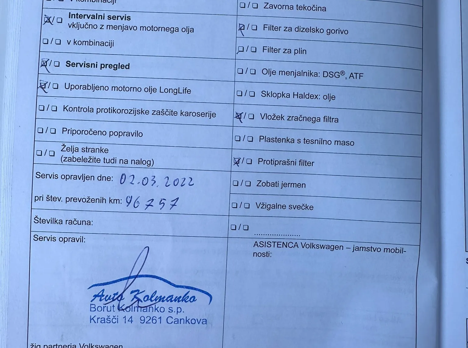Servisna knjižica - Volkswagen Golf - Comfortline 1,6 TDI - 74