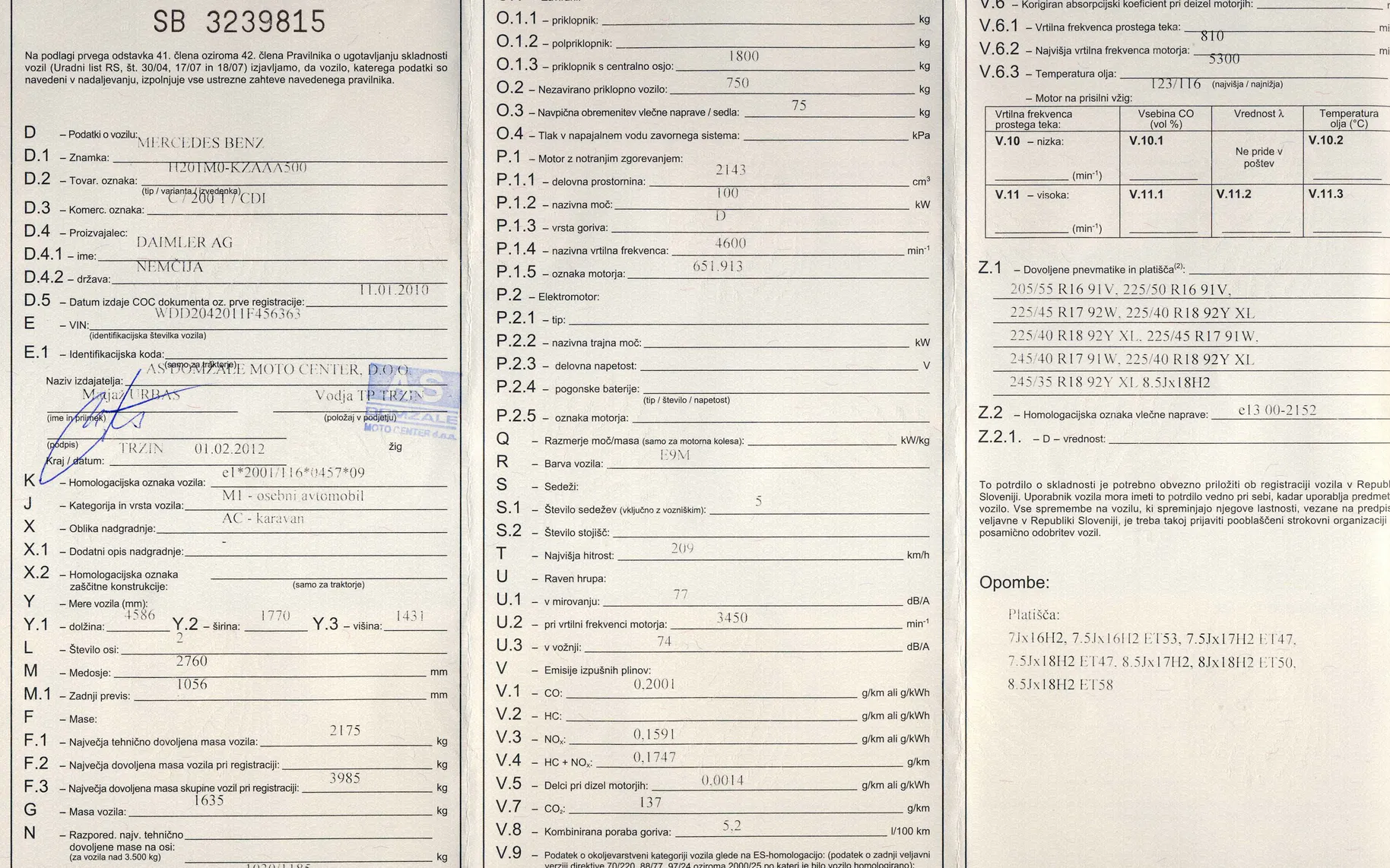 Servisna knjižica - Mercedes-Benz C-Razred - C 200 CDI T Classic - 26
