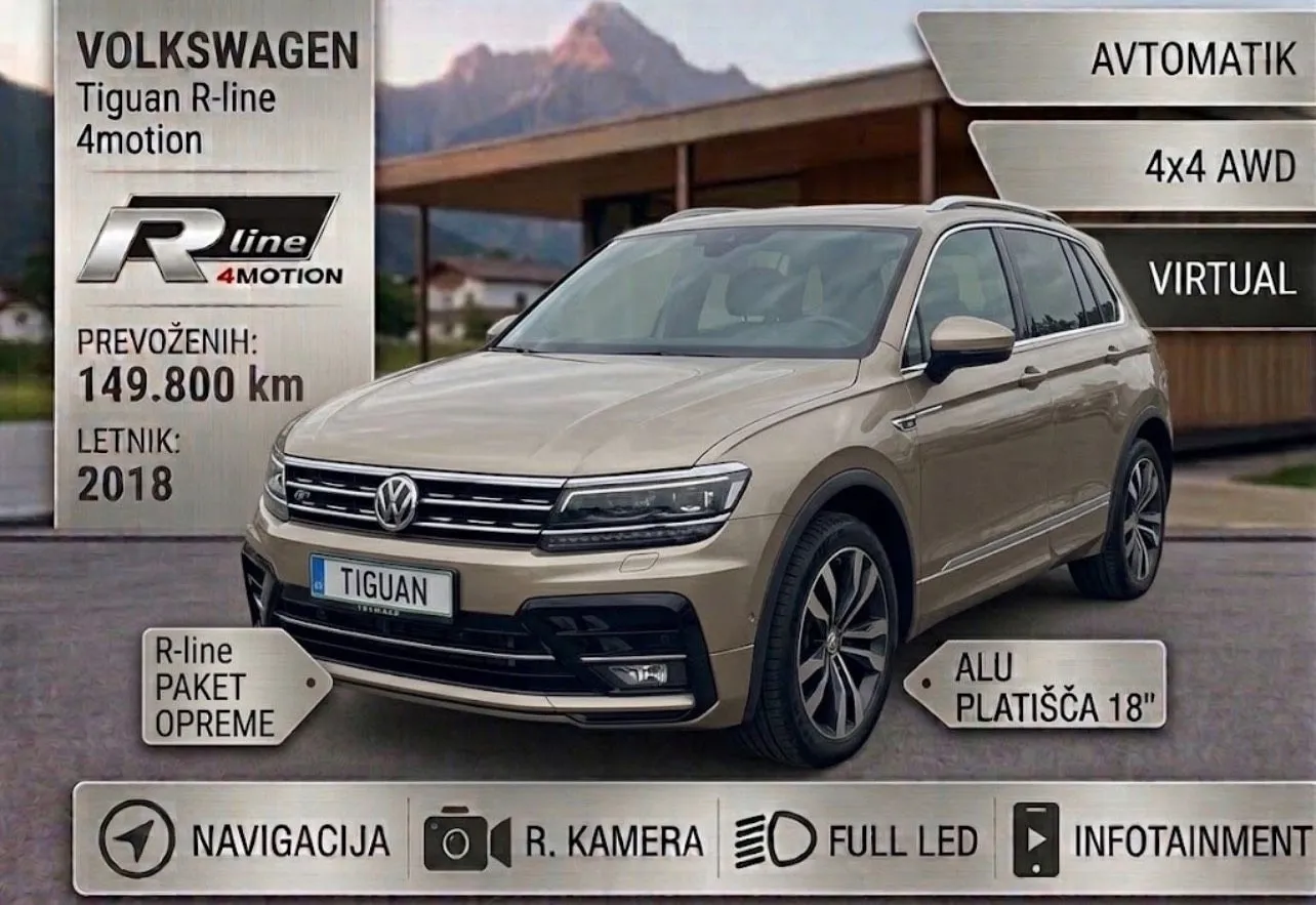 Zunanja slika - Volkswagen Tiguan - 2.0TDI+R-Line+4motion+DSG+FULL LED+KAMERA - 1