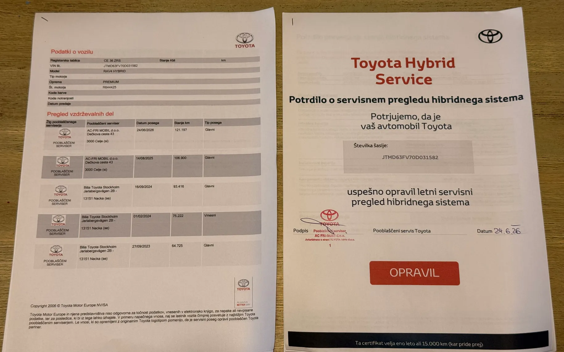 Servisna knjižica - Toyota RAV4 - Hybrid AWD 2,5 Premium Avt. - 6