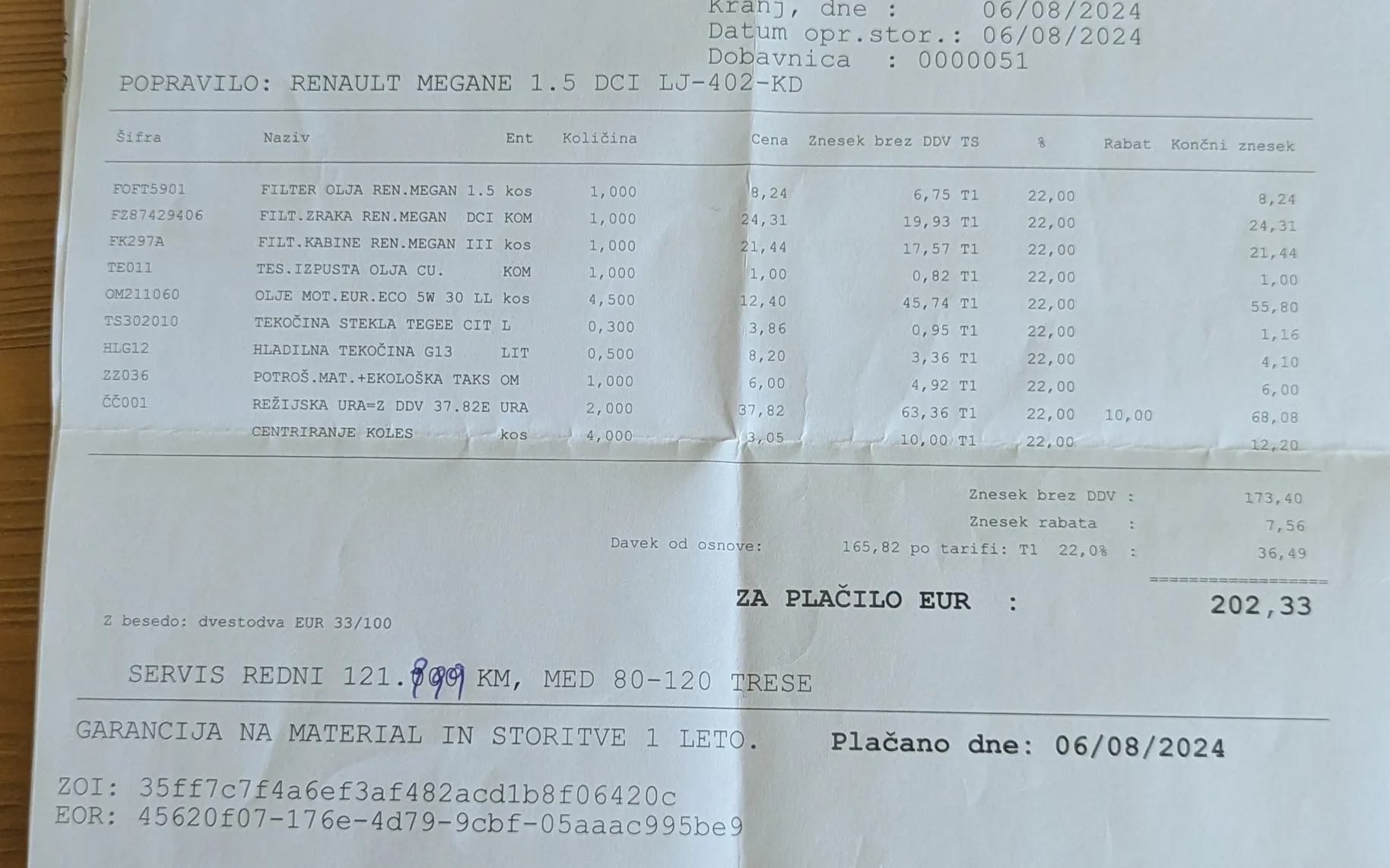 Servisna knjižica - Renault Mégane - Berline dCi 95 Generation - 30