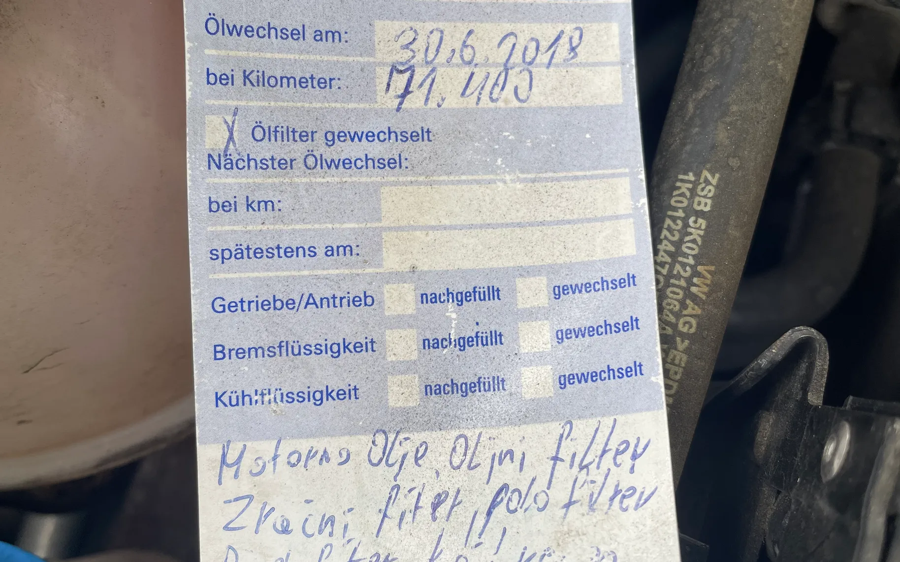 Servisna knjižica - Volkswagen Golf - Comfortline 1,6 TDI - 65