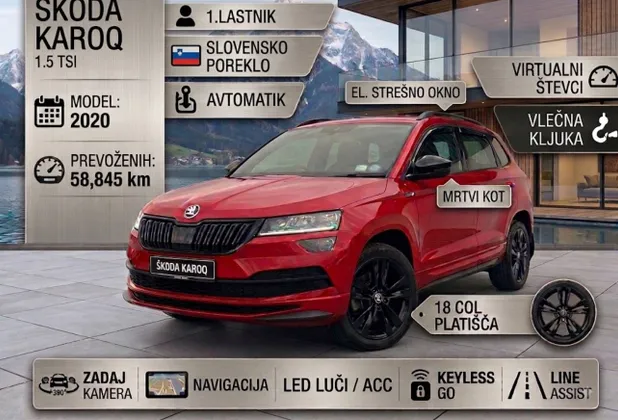 Zunanja slika - Škoda Karoq - 1.5 TSI+Sportline+1.LAST+SLO+SAMO 58.845km+ACC - 1